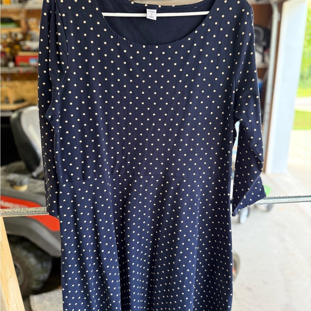 Old Navy Navy Blue Dress with White Dots